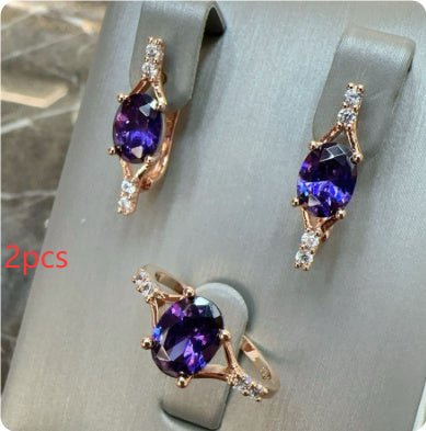 Rose Gold Amethyst Jewelry Set - Elysian Bijoux