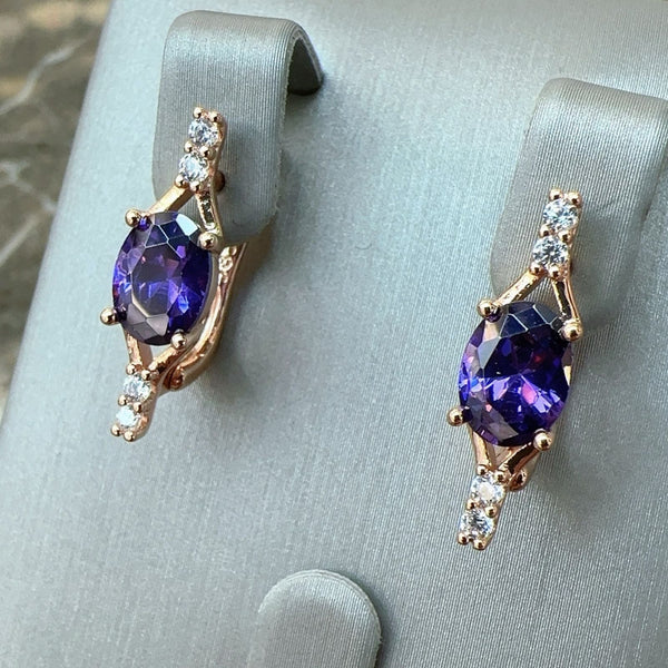 Rose Gold Amethyst Jewelry Set - Elysian Bijoux