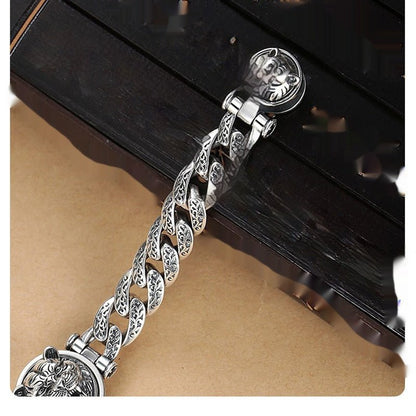 Rotating Tiger Bracelet for Men – Retro Copper Zodiac Design - Elysian Bijoux