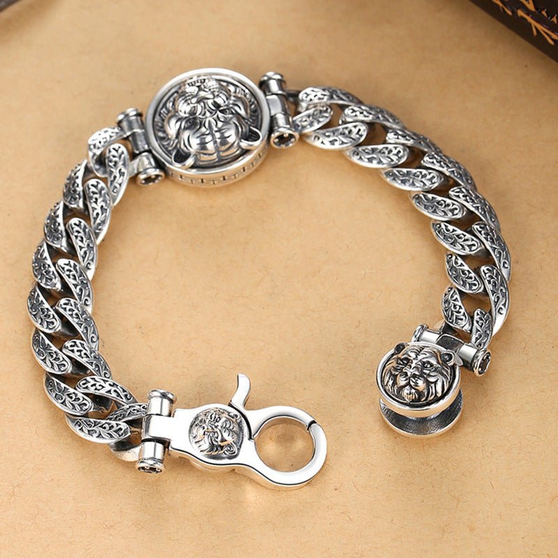 Rotating Tiger Bracelet for Men – Retro Copper Zodiac Design - Elysian Bijoux