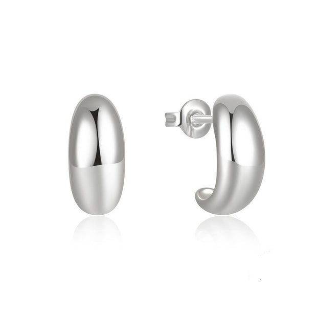 SilverGleam C - Hoop Stud Earrings - Elysian Bijoux