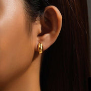 SilverGleam C - Hoop Stud Earrings - Elysian Bijoux