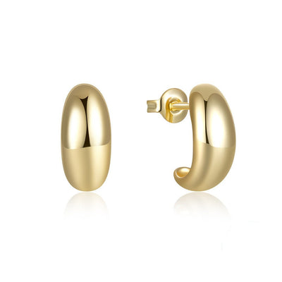SilverGleam C - Hoop Stud Earrings - Elysian Bijoux
