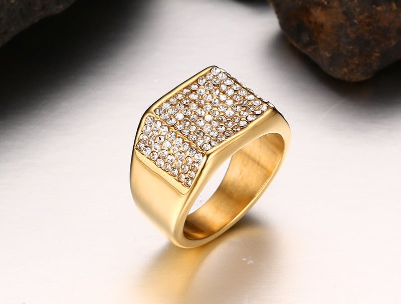 Titanium Steel Diamond Men's Ring - Elysian Bijoux