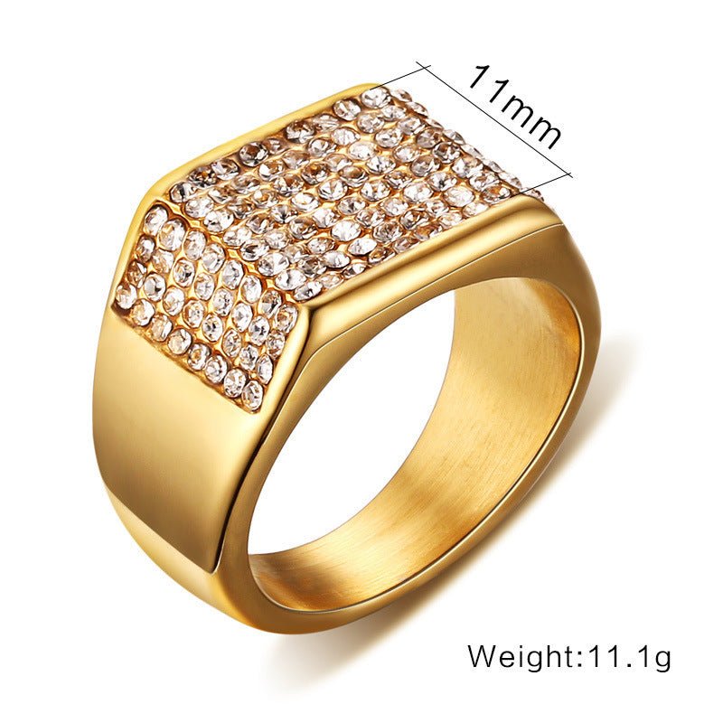 Titanium Steel Diamond Men's Ring - Elysian Bijoux