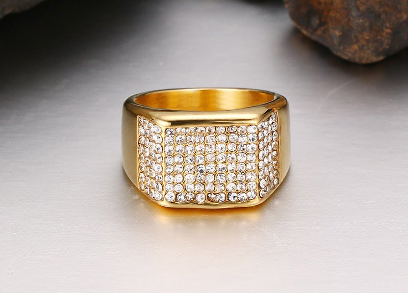 Titanium Steel Diamond Men's Ring - Elysian Bijoux