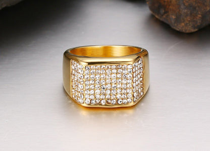 Titanium Steel Diamond Men's Ring - Elysian Bijoux