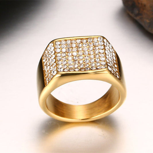 Titanium Steel Diamond Men's Ring - Elysian Bijoux