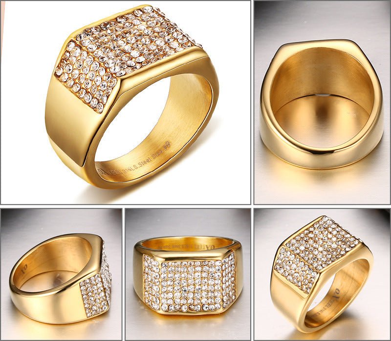 Titanium Steel Diamond Men's Ring - Elysian Bijoux