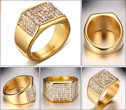 Titanium Steel Diamond Men's Ring - Elysian Bijoux