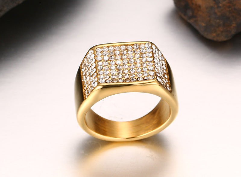 Titanium Steel Diamond Men's Ring - Elysian Bijoux