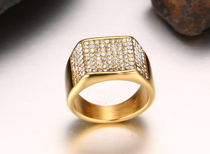 Titanium Steel Diamond Men's Ring - Elysian Bijoux
