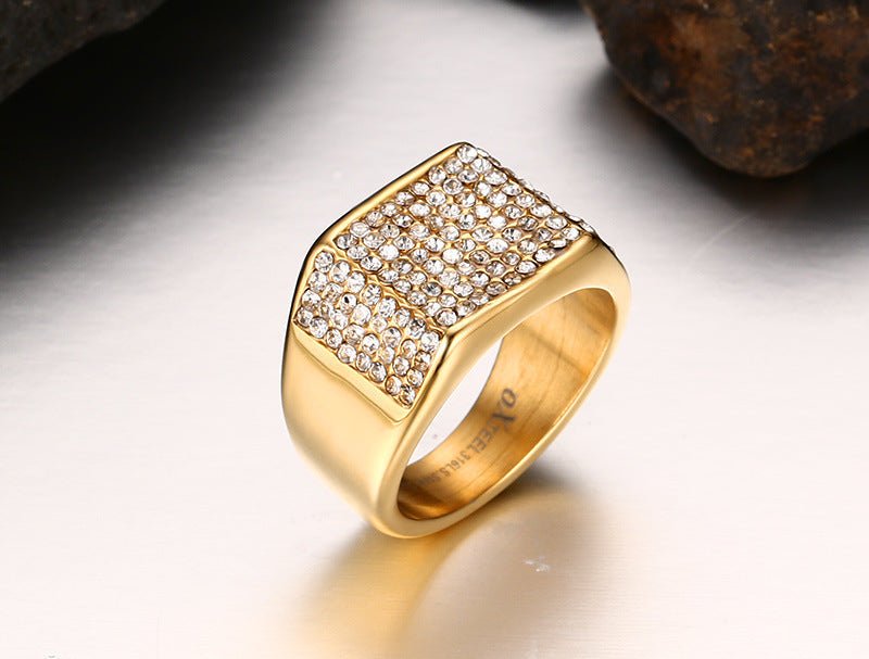 Titanium Steel Diamond Men's Ring - Elysian Bijoux