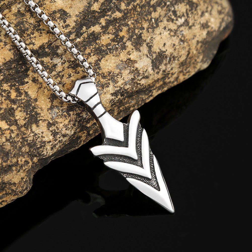 Triangle Spear Stainless Steel Necklace for Men - Elysian Bijoux