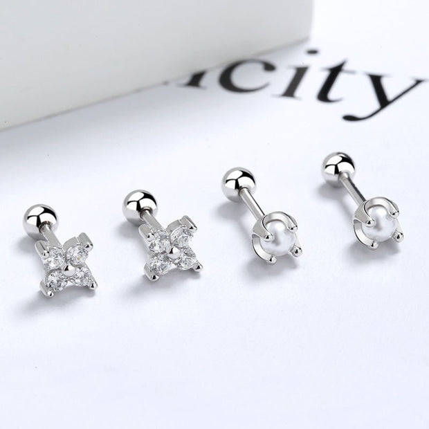 Twila Clover 925 Sterling Silver Twist Stud Earrings - Elysian Bijoux