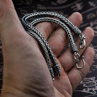 Vintage Braided Keel Bracelet for Men – 925 Silver Retro Style - Elysian Bijoux
