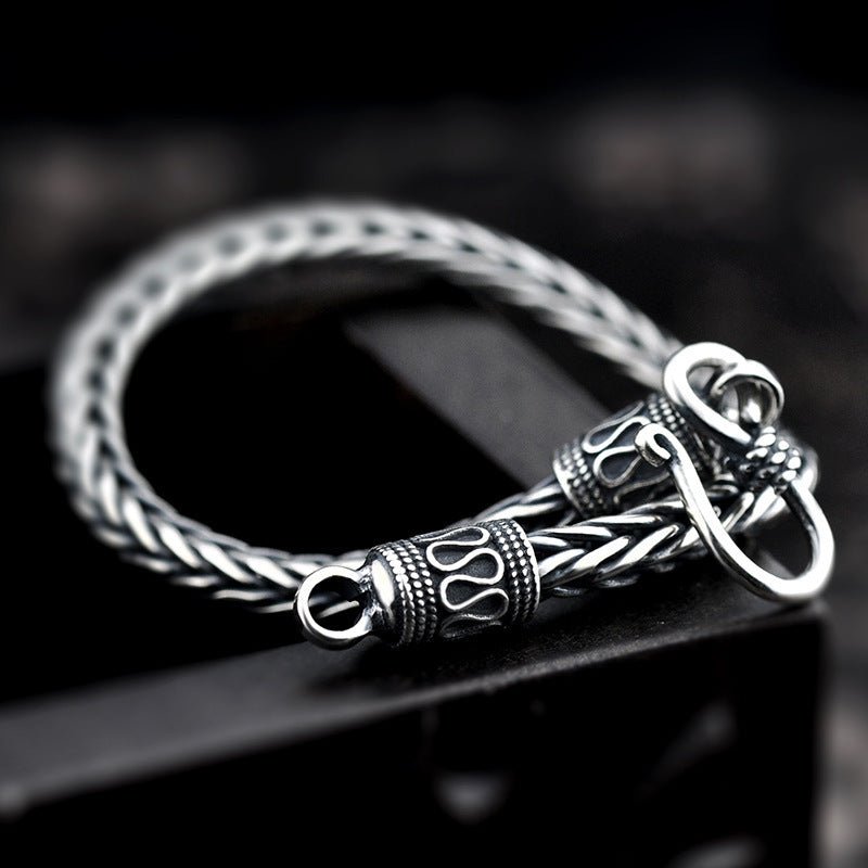 Vintage Braided Keel Bracelet for Men – 925 Silver Retro Style - Elysian Bijoux