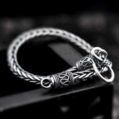 Vintage Braided Keel Bracelet for Men – 925 Silver Retro Style - Elysian Bijoux