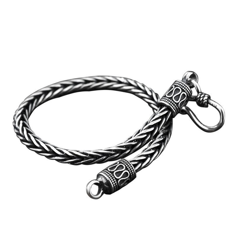 Vintage Braided Keel Bracelet for Men – 925 Silver Retro Style - Elysian Bijoux