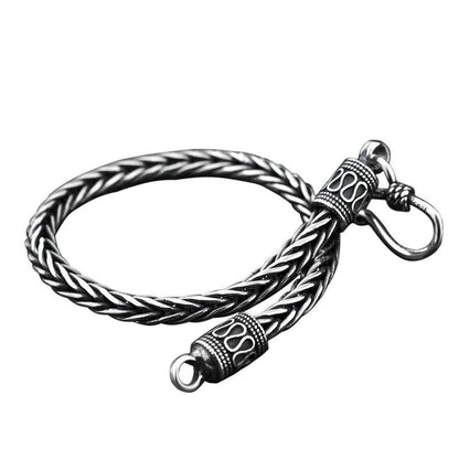 Vintage Braided Keel Bracelet for Men – 925 Silver Retro Style - Elysian Bijoux